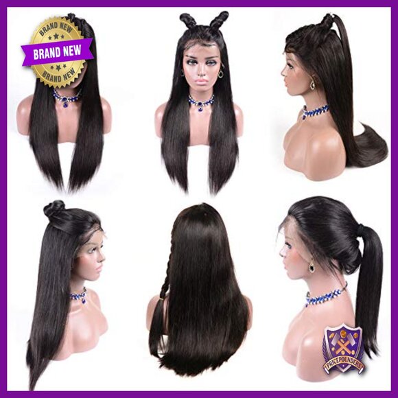 13x6 Straight Lace Front Human Hair Wig 180% Density Glueless Pre Plucked